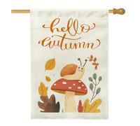 Bandiere autunnali per la casa dei bambini con fungo e lumaca da 71 x 101 cm per esterni, retrò autunno foglia d'acero standard verticale bandiere per la casa, divertente decorazione per esterni con