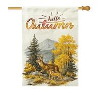 Bandiere autunnali per la casa dei cervi ad acquerello 71 x 101 cm su entrambi i lati per esterni, autunno montagna foresta standard verticale tela bandiere per la casa, natura paesaggio animale