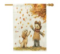 Bandiere autunnali per la casa del cane Cocker Spaniel, 71 x 101 cm, double face, per esterni, con foglie di spaventapasseri autunnali, bandiere per la casa in iuta standard, bandiere per il cortile