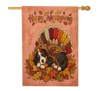 Bandiere autunnali per la casa del cane da montagna del Bernese, 71 x 101 cm, double face, per esterni, divertimento autunnale, bandiera verticale standard per la casa, bandiera per la casa, per le