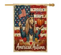 Bandiere autunnali per la casa del cane levriero afgano, 71,1 x 101,6 cm, double face, decorative, simpatiche e divertenti, in tela patriottica, per la casa, per esterni, in iuta autunnale