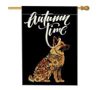 Bandiere autunnali per la casa del cane pastore tedesco, 71 x 101 cm, double face, per esterni, vintage, vintage, floreale, standard, verticale, in tela, per la casa, per animali domestici
