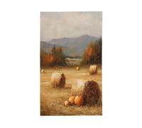 Bandiere autunnali per la casa del cortile, balle di fieno, zucche, 0,9 x 1,5 m, con occhielli, decorazioni per la casa per interni ed esterni