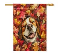 Bandiere autunnali per la casa del cortile del cortile del cane Beagle 28 x 40 su entrambi i lati per esterni, divertenti bandiere autunnali in lino con foglie d'acero, bandiera per portico per