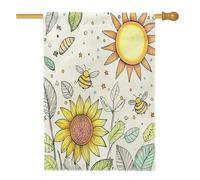 Bandiere autunnali per la casa delle api per bambini, 71 x 101 cm, per esterni, bandiere verticali standard per la casa in lino con girasole autunnali, divertenti bandiere per la casa del cortile del
