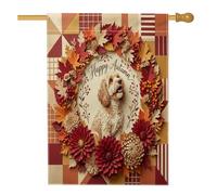 Bandiere autunnali per la casa, in iuta, con Cockapoo, 28 x 40 cm, double face, per esterni, bandiere per la casa con foglie floreali per le vacanze, bandiera autunnale del portico della casa