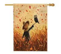 Bandiere autunnali spaventapasseri gufi, 71 x 101 cm, double face, per esterni, divertenti bandiere autunnali in iuta standard, bandiere per la casa, bandiere per il cortile di campagna decorazioni