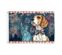Bandiere Beagle per esterni, statua festiva patriottica dei fuochi d'artificio bandiere rosse per il giorno dell'indipendenza con corda striscione resistente allo sbiadimento decorazione per giardino