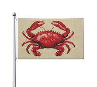 Bandiere beige con granchio rosso su sfondo beige, striscione di auguri stagionale con occhielli, per interni ed esterni, feste e decorazioni per la casa