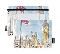 Bandiere Belfry Raccoglitore Pocket Cartelle Cosmetici Borsa per Cartella 3 Anelli con Tre Anelli per Studenti Accessori di Cancelleria
