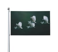 Bandiere bianche che volano nell'aria, striscione di auguri stagionale con occhielli, per interni ed esterni, feste e decorazioni per la casa