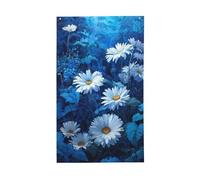 Bandiere bianche con margherite blu al chiaro di luna, striscione di auguri stagionale con occhielli, per interni ed esterni, feste e decorazioni per la casa