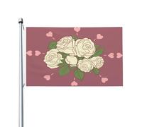 Bandiere bianche con stampa rosa dell'amore, 0,9 x 1,5 m, a prova di scolorimento, per interni/esterni, con occhielli in metallo, per decorare la casa e le vacanze