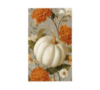 Bandiere bianche con zucca e fiori d'arancio, 0,9 x 1,5 m, striscione di auguri con occhielli per interni ed esterni, decorazioni per la casa per feste