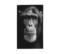 Bandiere bianche e nere a forma di scimpanzé, 0,9 x 1,5 m, striscione di auguri con occhielli per interni ed esterni, decorazioni per la casa