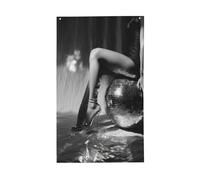 Bandiere bianche e nere con gambe da donna, palla da discoteca, bandierine per casa, 9 x 1,5 m, con occhielli, decorazioni per interni ed esterni, feste per la casa