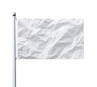 Bandiere bianche stropicciate morbide e pieghettate di carta per la casa, 0,9 x 1,5 m, striscione con occhielli per interni ed esterni, decorazioni per la casa