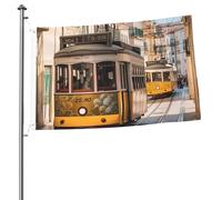 Bandiere bifacciali da 2x3 piedi, per esterni, con tram di Lisbona, divertenti striscioni di benvenuto per giardino e cortile, per decorazioni interne/esterne, per feste.