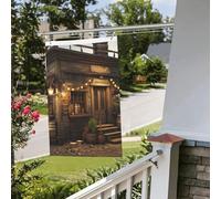 Bandiere bifacciali da giardino da 0,9 x 0,9 m Banner per esterni/interni Brezza Bandiere rustiche in legno di benvenuto Banner per giardino Casa Vacanze Decorazione per la casa Bandiera da giardino