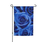 Bandiere blu da giardino con rose per esterni, 30,5 x 45,7 cm, bandiera da giardino stagionale su entrambi i lati, bandiera per vacanze con occhielli bandiera esterna per decorazioni per la casa