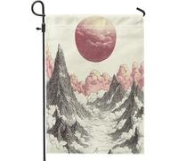 Bandiere cinesi da giardino panoramiche di montagna 30,5 x 45,7 cm, double face, per esterni, motivo pino montano, bandiera per casa da cortile, paesaggio fresco dell'Asia, piccola bandiera per prato