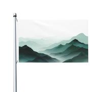 Bandiere cinesi minimaliste Rolling Mountains verde sfumato per casa da cortile, 9 x 1,5 m, striscione di auguri con occhielli per interni ed esterni, decorazioni per la casa