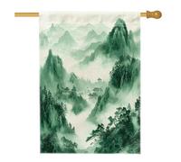 Bandiere cinesi per la casa panoramica delle montagne 71 x 101 cm su entrambi i lati per esterni, bandiera verticale standard per la casa in tela di montagna nebbiosa, bandiera asiatica con paesaggio