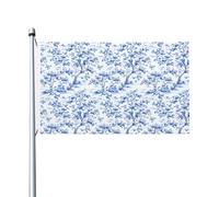 Bandiere classiche blu e bianche con motivo toile per casa da cortile, 0,9 x 1,5 m, striscione di auguri con occhielli per interni ed esterni, decorazioni per la casa