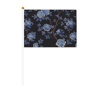 Bandiere classiche con motivo floreale blu francese, piccole bandiere tenute in mano, mini bandiere su bastone per feste, attività di squadra, parate, decorazione per vacanze, confezione da 10