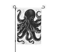 Bandiere classiche di polpo nere per esterni, 30,5 x 45,7 cm, stampa su entrambi i lati, bandiere da giardino per esterni, bandiera per vacanze con occhielli, bandiera per casa da cortile, per