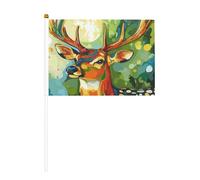 Bandiere colorate a forma di cervo, piccole bandiere tenute in mano, mini bandiere su bastone per feste, attività di squadra, parate, decorazione per le vacanze, confezione da 10