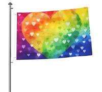 Bandiere colorate arcobaleno a forma di cuore per esterni, 0,6 x 0,9 m, bandiera stagionale da giardino con occhielli bandiera esterna per decorazioni per la casa sfondo fotografico