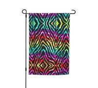 Bandiere colorate da giardino con stampa zebrata arcobaleno 30,5 x 45,7 cm, double face, decorazione stagionale per la casa e per tutte le stagioni