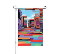 Bandiere colorate da giardino primaverile futurismo distopico per esterni, perfette per decorazioni pasquali e decorazioni primaverili all'aperto