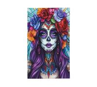 Bandiere colorate per casa da cortile, con teschio, da 0,9 x 1,5 m, con occhielli, per interni ed esterni, feste e decorazioni per la casa