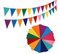 Bandiere colorate per esterni, set di 2 ghirlande di compleanno per feste, decorazione per la cameretta dei bambini, decorazione per feste e feste riutilizzabili, per interni ed esterni