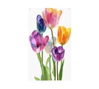 Bandiere colorate per la casa del cortile dei tulipani, 0,9 x 1,5 m, striscione di auguri con occhielli per interni ed esterni, decorazioni per la casa