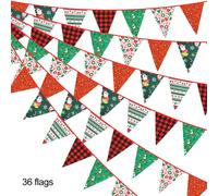 Bandiere Colorate Triangolo Tessuto 10m 36 Pezzi per Compleanno Halloween e Deco