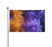 Bandiere colorate viola fumo arancione cortile casa, 0,9 x 1,5 m banner di auguri con occhielli interni ed esterni feste decorazioni per la casa