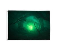 Bandiere con alberi per esterni, mistico sentiero scuro chiaro Halloween verde bandiere decorative banner esterno resistente allo sbiadimento decorazione per portico anteriore balcone terrazza patio