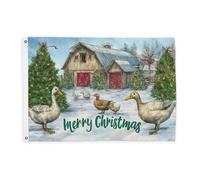 Bandiere con anatre per esterni, rustiche di Natale, alberi di Natale, bandiere verdi con corda striscione resistente allo sbiadimento, decorazione per terrazza, patio, campeggio, portico anteriore