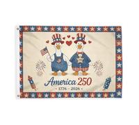 Bandiere con anatre per esterni, stelle festive patriottiche fuochi d'artificio Giorno dell'Indipendenza Rosso Banner decorativo per esterni con occhielli Decorazione per balcone, terrazza, giardino