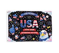 Bandiere con aquila per esterni, celebrative festive, stelle fuochi d'artificio, bandiere rosse con corda striscione resistente allo sbiadimento, decorazione per balcone, terrazza, giardino, ingresso