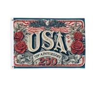 Bandiere con aquila per esterni, con rose patriottiche vintage, stelle, bandiere rosse per anniversario, con corda striscione resistente allo sbiadimento, decorazione per terrazza, patio, campeggio