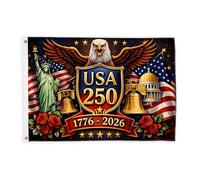 Bandiere con aquila per esterni, statua festiva patriottica di campana, bandiere decorative rosse per esterni, con occhiello, decorazione per giardino, ingresso, casa, patio, campeggio, 0,9 x 1,5 m