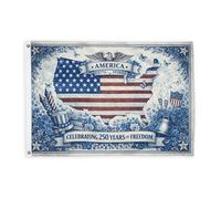 Bandiere con aquila per esterni, stile patriottico vintage, stelle e strisce, bandiere blu con corda striscione resistente allo sbiadimento, decorazione per giardino, ingresso, casa, patio, campeggio