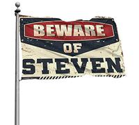 Bandiere con bandiera "Beware of Steven Man Cave Bar" per camera da letto ragazze roba fantastica per ragazzi (60 x 90 cm)