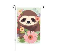 Bandiere con bradipo e fiori per esterni, 30,5 x 45,7 cm, stampa su entrambi i lati, bandiere da giardino per esterni, bandiera per vacanze con occhielli, bandiera per casa da cortile, per fattoria