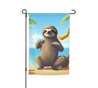 Bandiere con bradipo sulla spiaggia per esterni, 30,5 x 45,7 cm, stampa su entrambi i lati, bandiere da giardino per esterni, bandiera per vacanze con occhielli, bandiera per casa da cortile, per