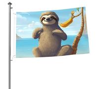 Bandiere con bradipo sulla spiaggia per esterni, 6 x 0,9 m, bandiera stagionale da giardino con occhielli bandiera esterna per decorazioni per la casa sfondo fotografico